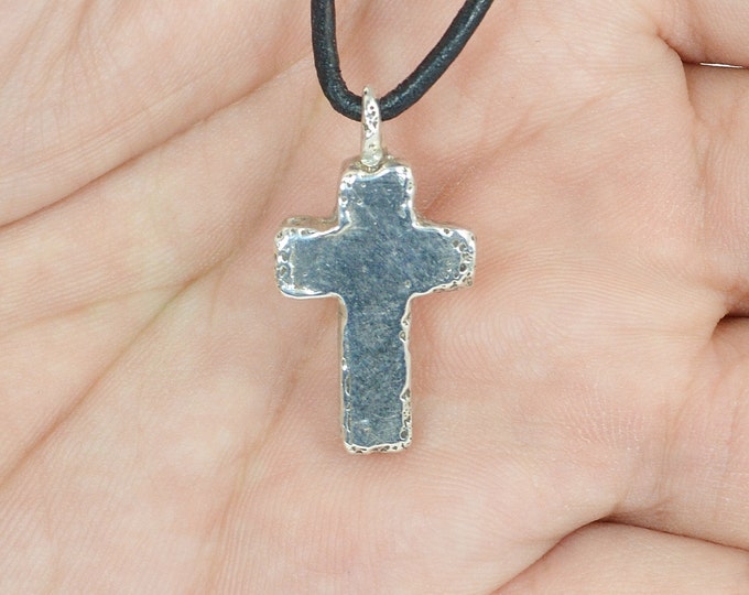 Silver Cross, Solid Silver Cross, Rustic Cross, Cross Necklace, Bohemian Cross, Small Silver Cross, Unisex Cross, Sterling Silver Cross