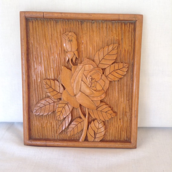 Hand Carved Wood Rose Wall Art by TheVintageRoseStore on Etsy