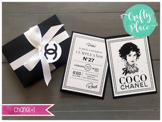 Sample Chanel invitation black&white 5x7 custom