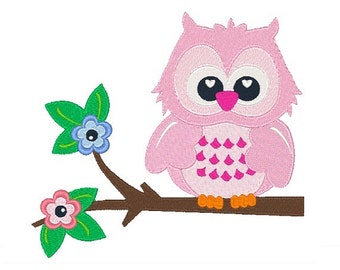 Owl Machine Embroidery Design 034715 Filled stitch 4X4 5X7 8X8 6X10 Instant download