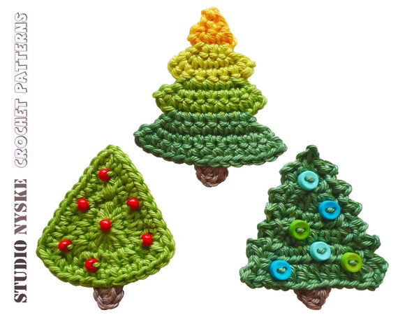 crochet applique pattern christmas trees by studionyske on crochet applique pattern christmas trees by studionyske on
