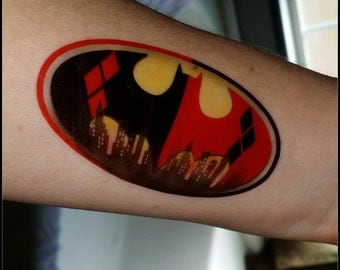 Batman Harley Quinn bat signal temporary tattoo fake tattoo