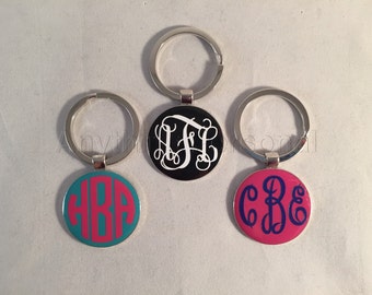 Monogrammed Enamel Keychain, Personalized Keychain, Key Chain, Enamel Keychain, Key chain, Enamel Disc, Monogrammed Disc, Enamel, Disc