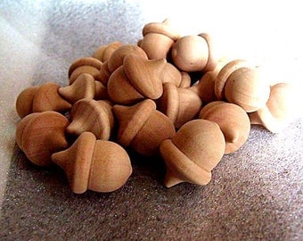 Wood Acorns - Set of 25 Unfinished Wooden Acorns for Fall Crafts and Rustic Holiday decor