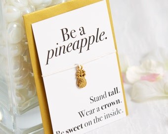 Be a Pineapple - Pineapple Bracelet - Pineapple Jewellery - Gold Pineapple - Pineapple Card - Pineapple Charm - Pineapple Gifts
