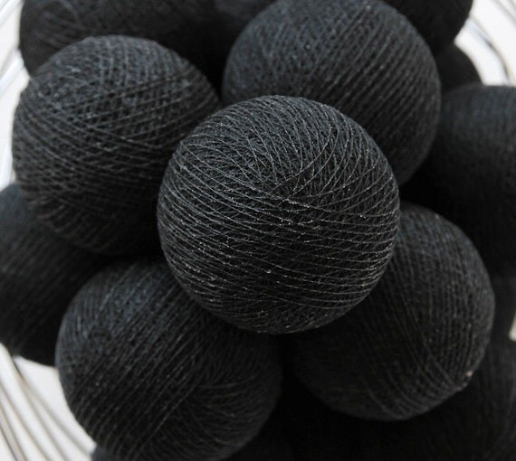 Black Cotton Ball Lights for Bedroom Birthday Party Fairy