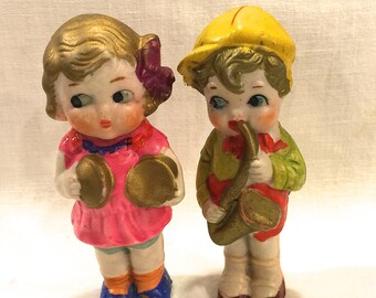 Vintage Bisque Penny Dolls Original Box 2 Dolls Lot