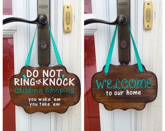 Do Not Ring or Knock door sign - sleeping children sign
