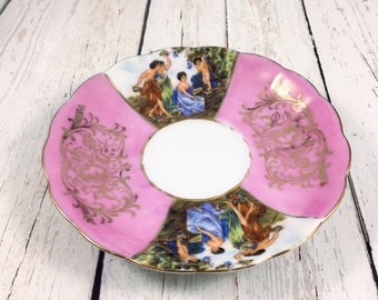 LM Royal Halsey Lusterware,Saucer,plate,very fine china,porcelain,iridescent,pink,LM Royal Halsey,collector plate,saucer,vintage