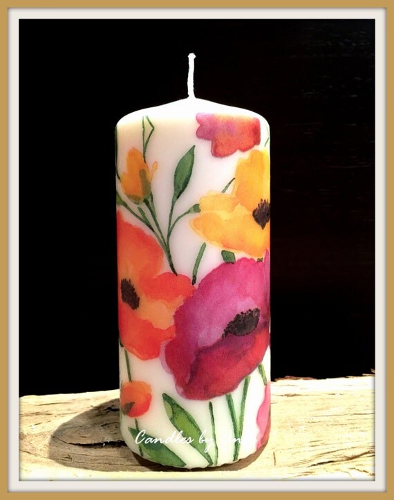 Items similar to DECORATED candle, Handmade candle, Pillar candle