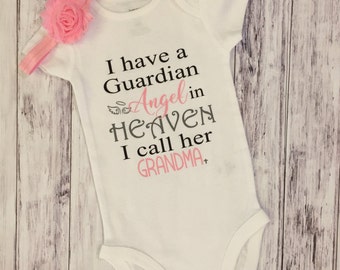 Guardian angel in heaven bodysuit, guardian angel, grandma, mimi, nana, shirts, guardian angel shirt, angel in heaven