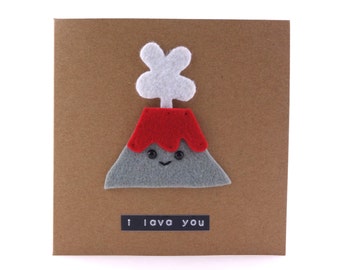 I Lava You , cute birthday card, volcano themed card, funny pun card