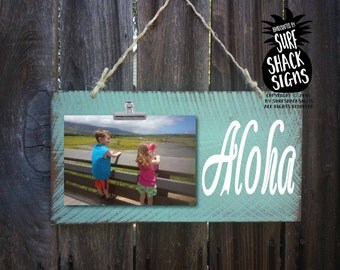 aloha, aloha sign, aloha decoration, aloha picture frame, beach house decor, honeymoon picture frame, beach wedding gift, hawaiia decor, 243