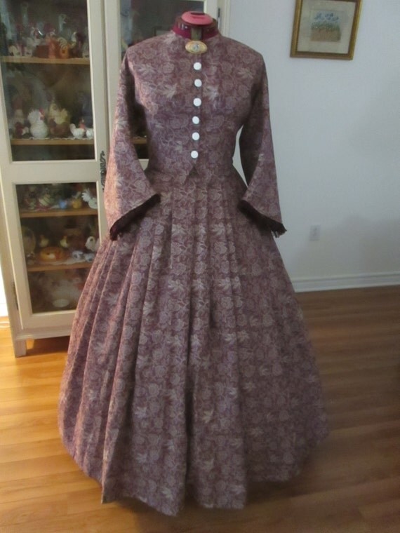 Civil War Women Dress 1860-1865 Women Clothing Size 12-14