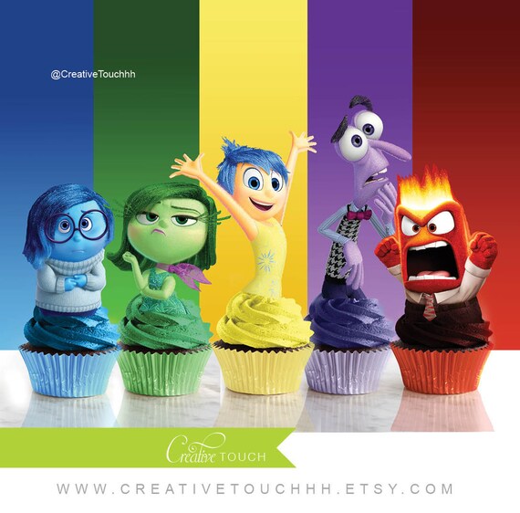 Inside Out Cupcake Toppers, Inside Out, Inside Out Cake topper, Inside ...