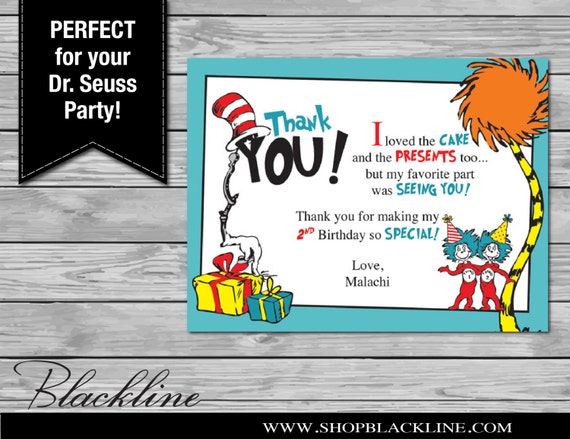 DIGITAL Dr. Seuss Thank You Cards Birthday
