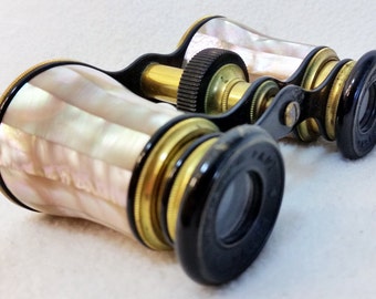Antique LeMaire FabT Paris Opera Glasses - Mother of Pearl - 1800s - Bee Markings