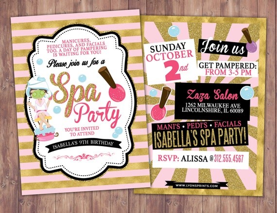 Spa party invitation, VIP PASS, backstage pass, Vip invitation, birthday invitation, pop star, lanyard, Rock Star birthday, nail polish Il_570xn