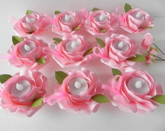 10 bougeoirs en rose origami, bougeoirs, mariage, bougeoirs mariage, bouquet de mariée, bougeoirs de table