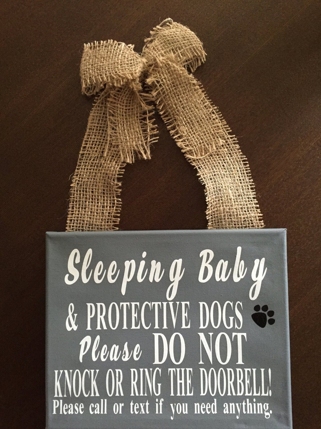 Sleeping Baby Canvas Door Hanger Canvas Door Hanger