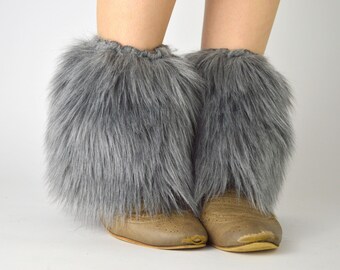 boot fur boots grey fuzzy covers