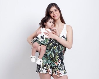 Jumpsuits ,mother daughter matching dress,Pack of two Jumpsuits,Mommy and me Wrap jumpsuit,mommy and me clothing,Printed set.