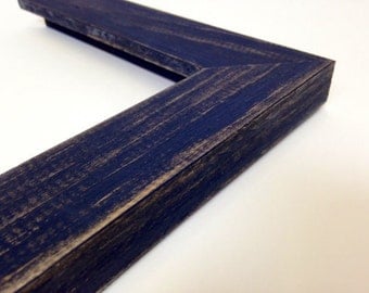 NAVY BLUE Rustic Wood Picture Frame, Reclaimed Distressed Wood - All Wood - 4x6, 5x7, 8x10, 11x14, 16x20, 18x24, 24x36 + Custom Frame Sizes