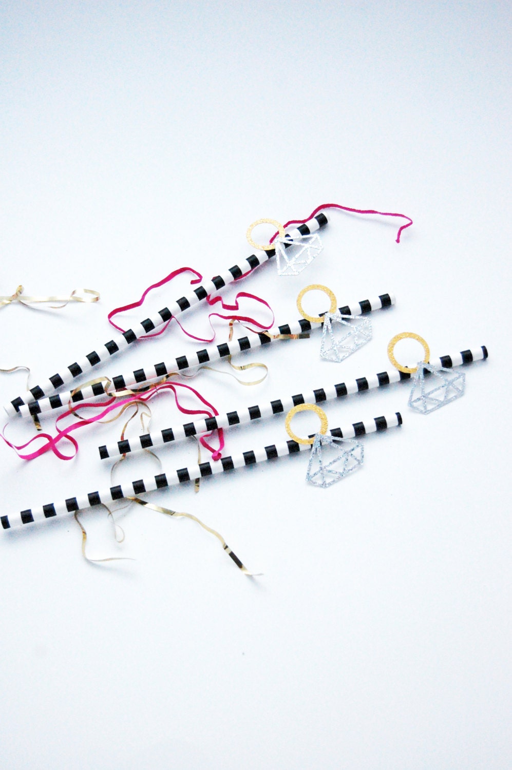 Glitter Engagement Ring Paper Straws / Kate Spade Inspired