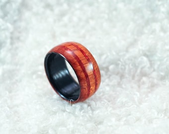 size 1025 wood ring bloodwood red german glass mens wood wedding band - Wooden Wedding Rings For Men size 1025 wood ring bloodwood red german glass mens wood wedding band - Wooden Wedding Rings For Men