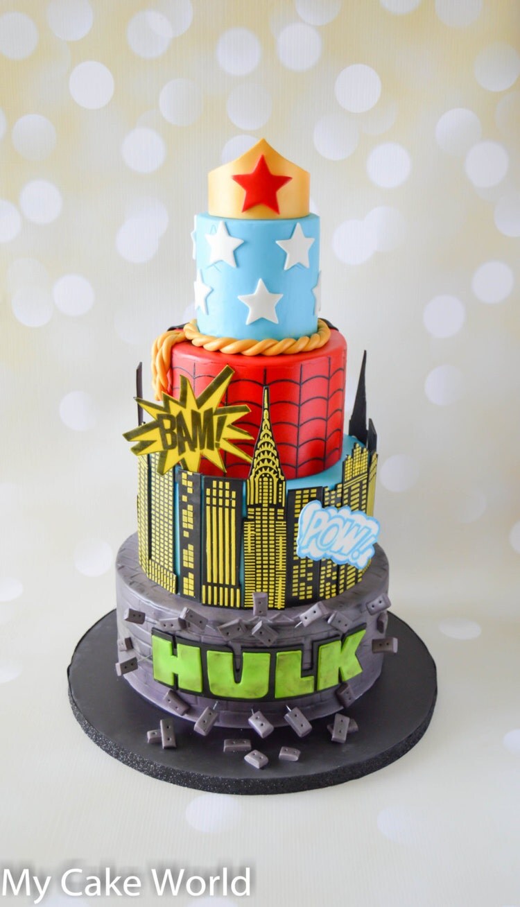 Super Hero Cake Decorations Set Super Hero Cake By