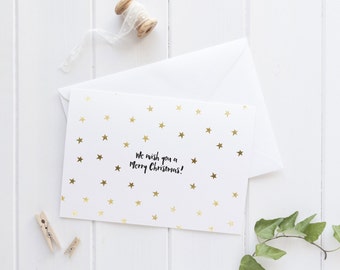 Gold & Black Foil 'We wish you a merry Christmas' Card