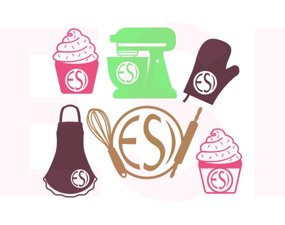 Download Baking Monogram Design Set Kitchen svg Files Bakery svg