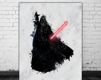 Darth Vader Print, Star Wars Watercolor Splash, Darth Vader Painting Print, Star Wars Print, Sith Anakin Skywalker, Darth Vader Poster