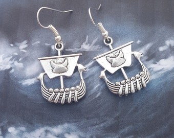 Viking Ship Earrings, Viking Boat Earrings, Geeky Earrings, Viking Earrings, Norse Jewelry, Viking Jewellery, Viking Longboat, Norse Myth