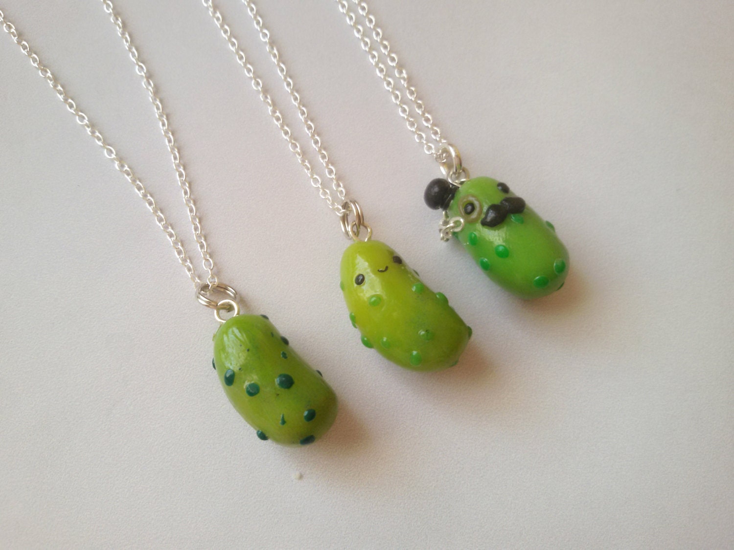 Kawaii pickle charm necklace handmade pendant cucumber