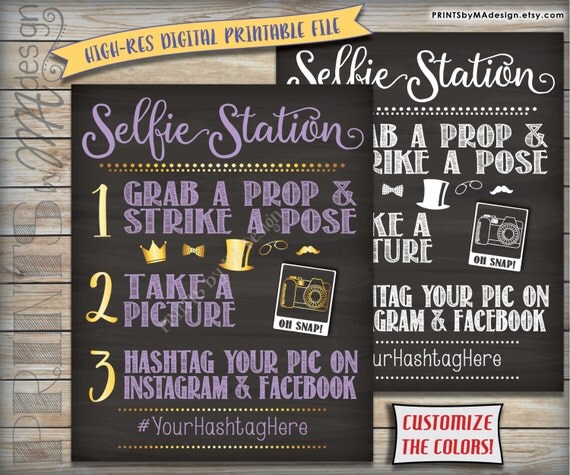Selfie Station Photobooth Printable Chalkboard by PRINTSbyMAdesign