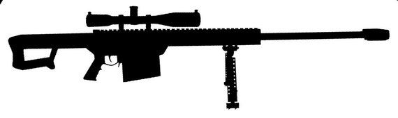 Loaded M82 .50 silhouette gun sticker no background. Rifle