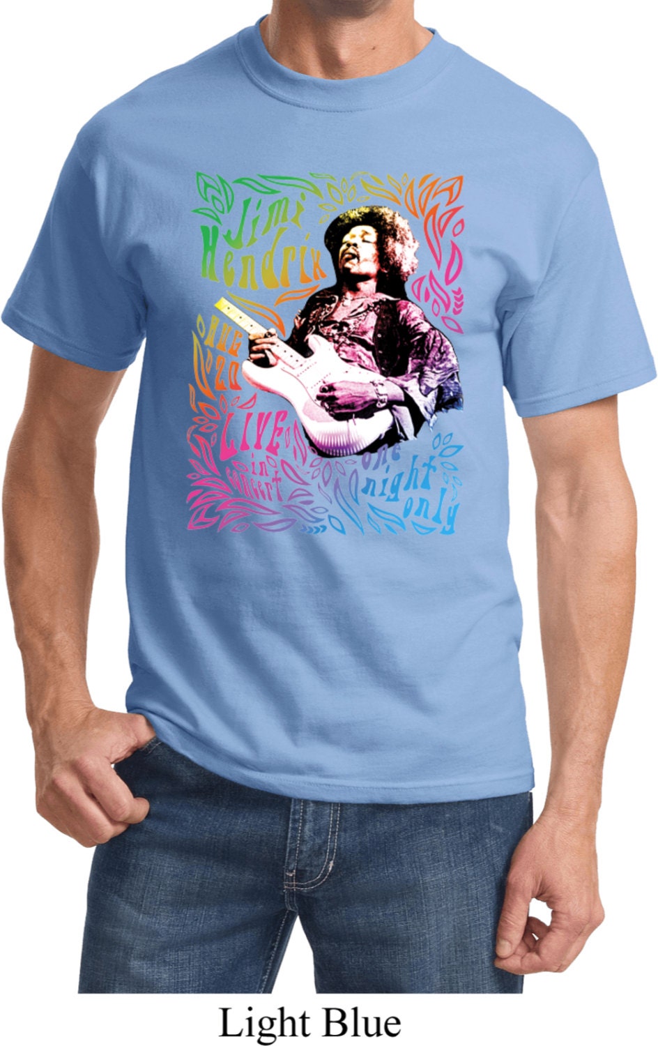 Men's Jimi Hendrix Shirt Hendrix Neon One Night by BuyCoolShirts