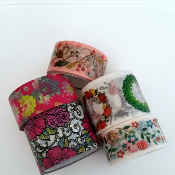 Floral washi tape samples wide washi flowers wreaths