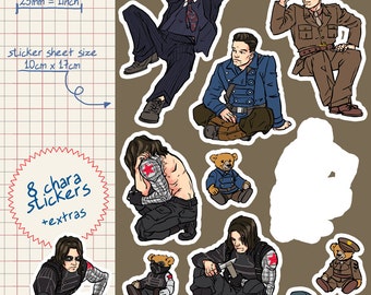 bucky barnes winter soldier captain america vinyl kiss cut stickers sheet great for decorating planners