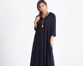Oversize Women's maxi Dress Loose linen cotton dress cotton caftan linen kaftan plus size clothing large size dress Custom_made clothing A51