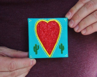 Desert Sage Heart - acrylic and desert sage on small unframed canvas