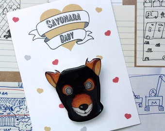 Fantastic Mr. Fox Brooch, Wes Anderson Brooch, Shrink Plastic