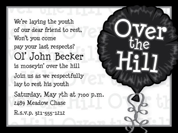 Over the Hill Celebration InvitationBirthday Party