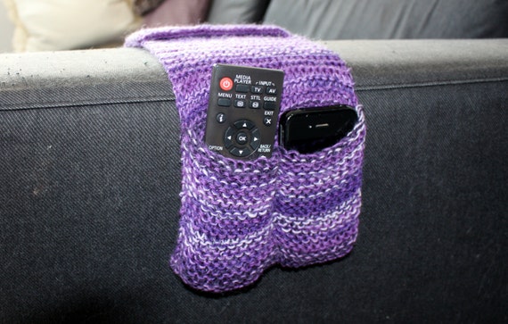 Purple Remote Caddy Knitted Remote Control by LizziesLittleKnits