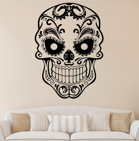 Sugar Skull Vinyl Decal Sugar Skull Wall Sticker Wall Vinyl