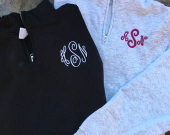 Monogrammed Pullover Sweatshirt Half Zip – Quarter Zip- personalized- Embroidered