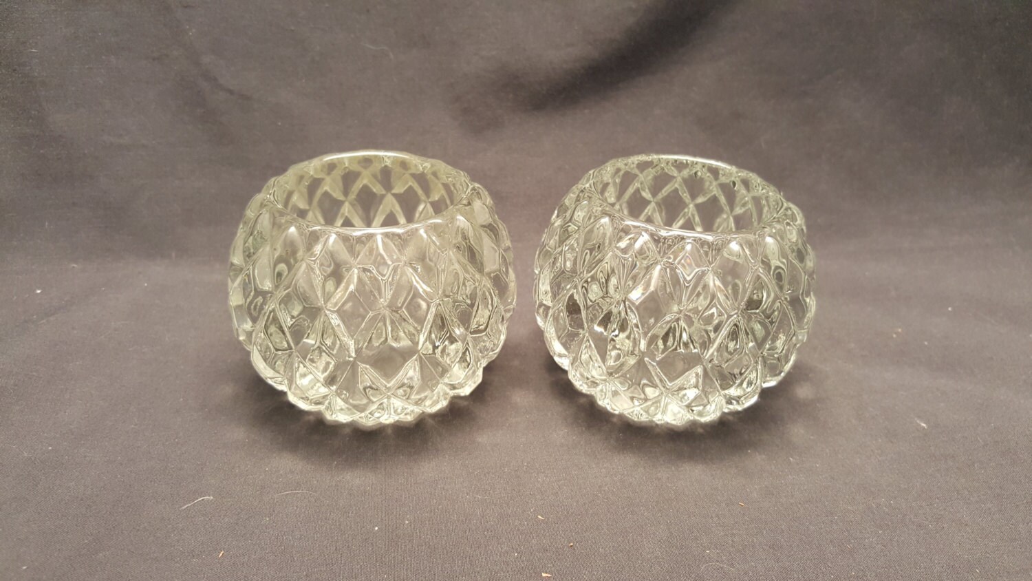 Set of 2 Vintage Partylite Candle Holders Crystal Looking in