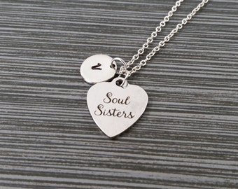Silver Soul Sister Necklace - Soul Sister Charm Necklace - Personalized Necklace - Custom Gift - Initial Necklace - Best Friend Gift