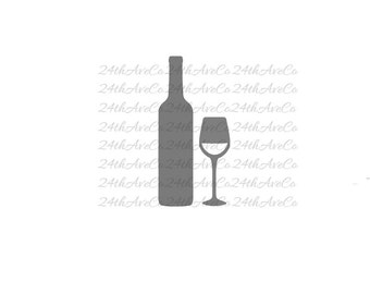 Wine .DXF .SVG .PDF .Png, Cut File, Digital File, Silhouette Studio, Cricut, Alcohol, Spirits, Wine Bottle, Glass